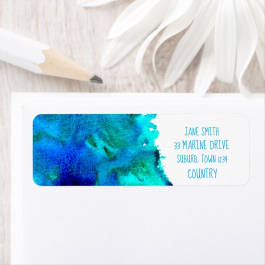 ブルーウォーター色抽象芸術海デザイン ラベル (インサイチュ)