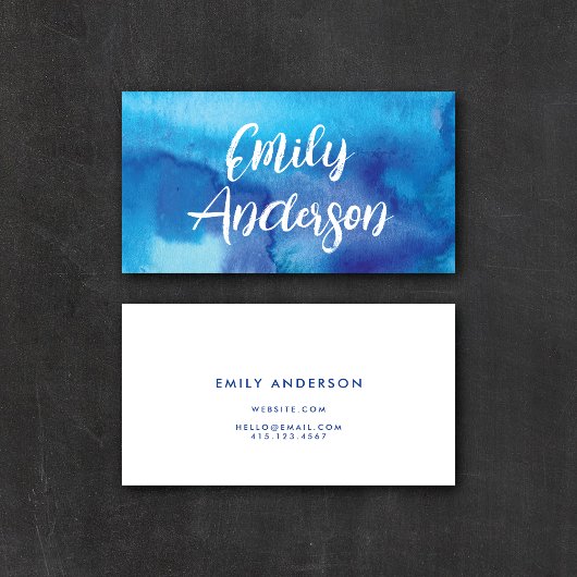ブルーウォーター色抽象芸術美しいモダン書 名刺