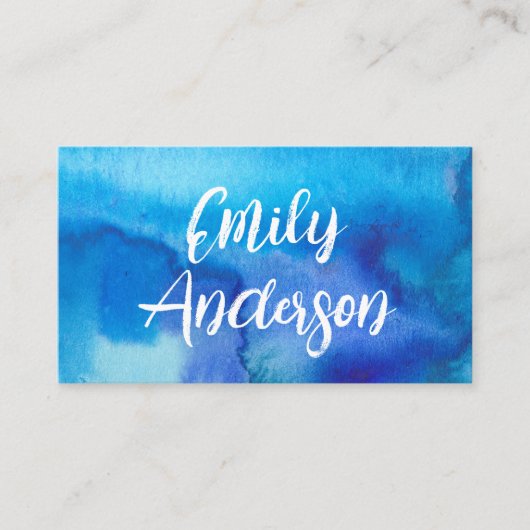 ブルーウォーター色抽象芸術美しいモダン書 名刺 (正面)