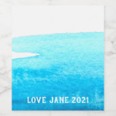 ブルーウォーター色抽象芸術 ストライプ ワインラベル (シングルラベル)