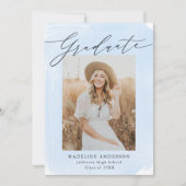 ブルーウォーター色洗浄4写真卒業 案内状 (正面)