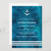 ブルーウォーター色航海のブライダルシャワー 招待状 (正面/裏面)