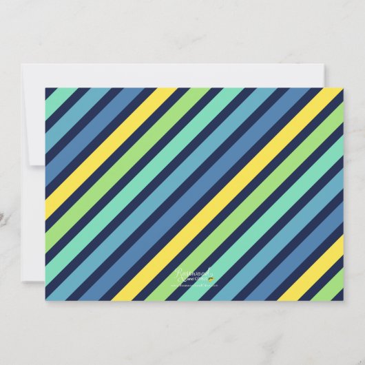 ブルーウォーター色蝶誕生日招待状 招待状 (裏面)