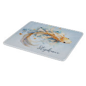 ブルーウォーター色金ゴールドコイ魚パーソナライズされた カッティングボード (角)