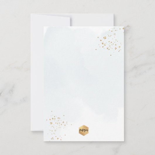 ブルーウォーター色金ゴールドバプテスマ+1歳の誕生日 招待状 (裏面)