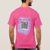 ブルーウォーター色QRスキャンコード追加カスタム文字rusti Tシャツ (裏面)