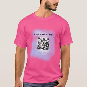 ブルーウォーター色QRスキャンコード追加カスタム文字rusti Tシャツ