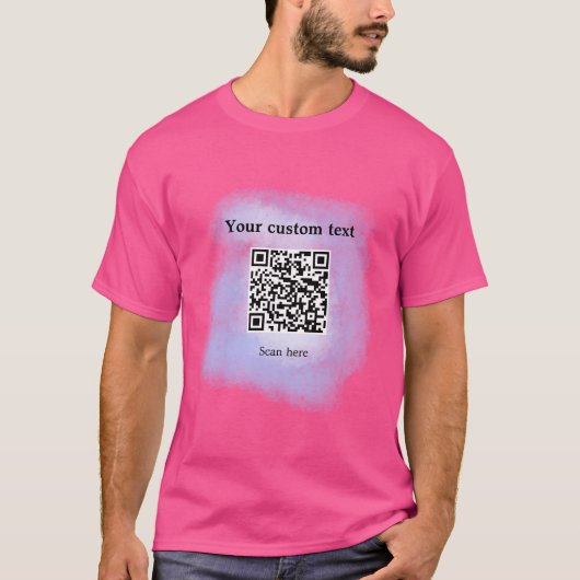 ブルーウォーター色QRスキャンコード追加カスタム文字rusti Tシャツ (正面)