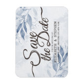 ブルーウォーター葉カラーシックウェディング日付を保存 マグネット (縦)