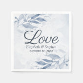 ブルーウォーター葉カラーフラワーボ結婚タニカル スタンダードカクテルナプキン (正面)