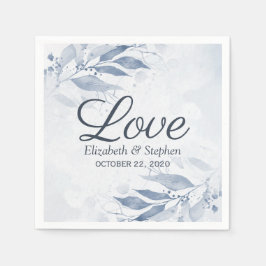 ブルーウォーター葉カラーフラワーボ結婚タニカル スタンダードカクテルナプキン