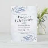 ブルーウォーター葉カラーフラワーボ結婚タニカル 招待状 (スタンド正面)