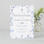 ブルーウォーター葉カラーベビー献身&バプテスマ 箔招待状 (立ち正面)