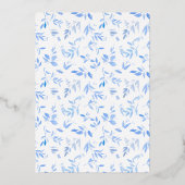 ブルーウォーター葉カラーベビー献身&バプテスマ 箔招待状 (裏面)