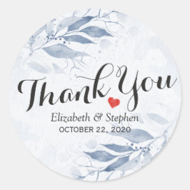 ブルーウォーター葉カラーボタニカル結婚サンキュー ラウンドシール