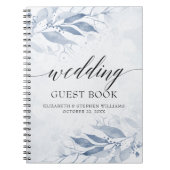 ブルーウォーター葉カラーボタニッ結婚クのゲストブック ノートブック (正面)