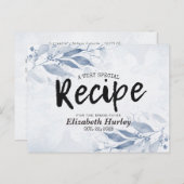 ブルーウォーター葉カラーモダンブライダルシャワーレシピ インビテーションポストカード (正面/裏面)