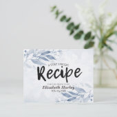 ブルーウォーター葉カラーモダンブライダルシャワーレシピ インビテーションポストカード (スタンド正面)