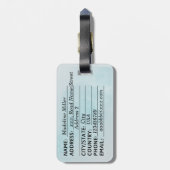 ブルーウォーター葉カラー名モノグラム ラゲッジタグ (裏面縦)