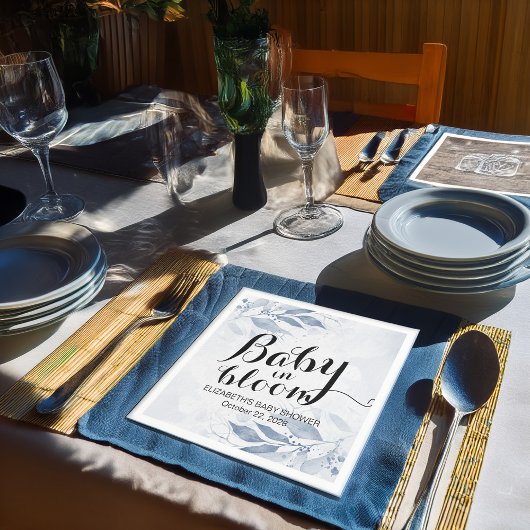 ブルーウォーター葉カラー開花ベビーシャワーベビー スタンダードカクテルナプキン