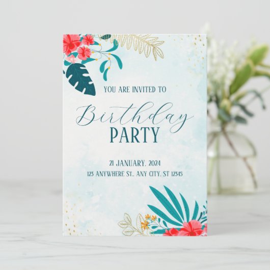 ブルーウォーター誕生日パーティー招待カード 招待状 (スタンド正面)