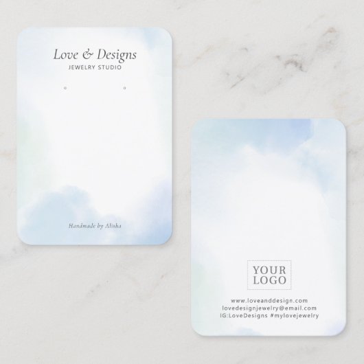 ブルーウォーター・カラー洗浄イヤリングジュエリー表示 名刺 (正面/裏面)