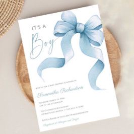 ブルーウォーター・カラー・ボウ男の子のシャワー 招待状