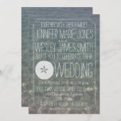 ブルーウォーター+サンドドルモダンビーチ結婚式 招待状 (正面/裏面)