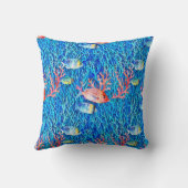 ブルーウォーター、魚とサンゴ大洋 クッション (裏面)