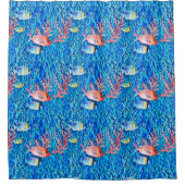 ブルーウォーター、魚とサンゴ大洋 シャワーカーテン (正面)