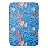 ブルーウォーター、魚とサンゴ大洋 バスマット (正面縦)