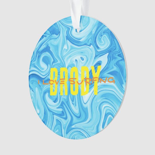 ブルーウォーターIラブサーフィン名海ビーチおもしろいOrn オーナメント (正面)