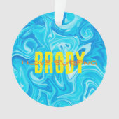 ブルーウォーターIラブサーフィン名海ビーチおもしろいOrn オーナメント (正面)