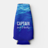 ブルーウォーパーソナライズされたト写真魚釣りボートキャプテン ボトルクーラー (正面)