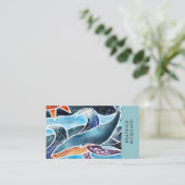 ブルーウォーモダンターカラークジラ海岸名刺 名刺 (スタンド正面)