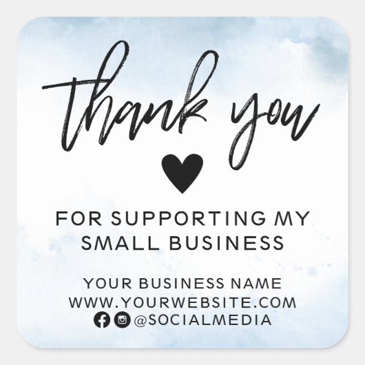 ブルーウォーモダンターカラービジネスサンキュー スクエアシール (正面)