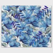ブルーウォーモダンターカラー抽象芸術フラワーアート ラッピングペーパー (フラット)