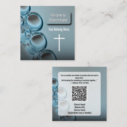 ブルーウォーモダンターチャーチつながりカード スクエア名刺 (正面/裏面)