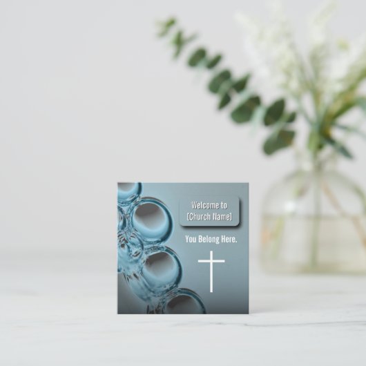 ブルーウォーモダンターチャーチつながりカード スクエア名刺 (スタンド正面)