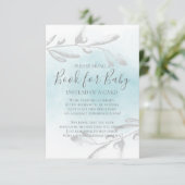 ブルーウォーユニークターカラー赤ちゃんシャワーベビー本 招待状 (スタンド正面)