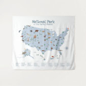 ブルーウォーリングナショナルパークマップウッドランド子供部屋 タペストリー (正面(横))