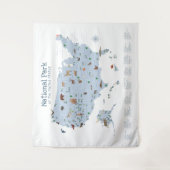 ブルーウォーリングナショナルパークマップウッドランド子供部屋 タペストリー (正面)