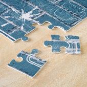 ブルーウォールに白い落書きモダン文字アート ジグソーパズル (側面)