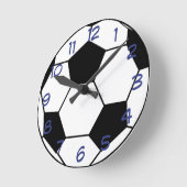 ブルーウォールクロック付きサッカーボール ラウンド壁時計 (傾斜)