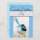 ブルーウォーレンウォーターカラーバースデーパーティーの招待 招待状 (正面/裏面)