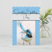 ブルーウォーレンウォーターカラーバースデーパーティーの招待 招待状 (スタンド正面)