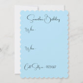 ブルーウォーレンウォーターカラーバースデーパーティーの招待 招待状 (裏面)