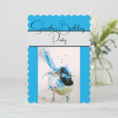 ブルーウォーレンウォーターカラーバースデーパーティーの招待 招待状 (スタンド正面)