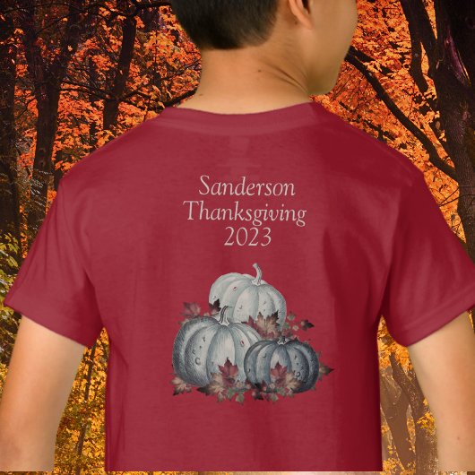 ブルーウォー素朴ターカラーカボチャ紅葉 Tシャツ