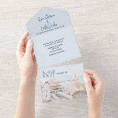 ブルーウォー航海のトシェルビーチ結婚式 オールインワン招待状 (貼ってはがせる)